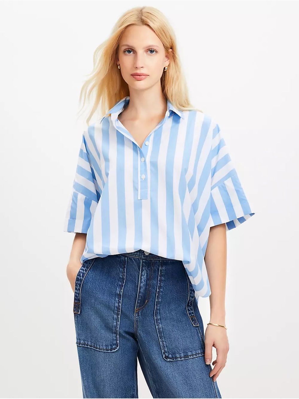 NWOT LOFT Dolman Sleeve Henley Sz S (VERY Oversized)